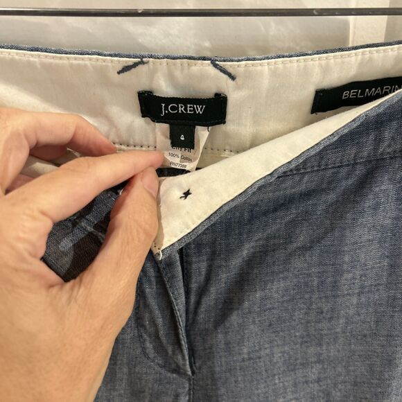 J. Crew Pants Women's Size 4 Belmarin Straight Leg  Chambray Casual Pants - Picture 3 of 5